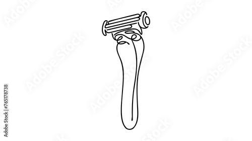 Vector continuous one single line drawing icon of shaving razor in silhouette on a white background. Linear stylized.