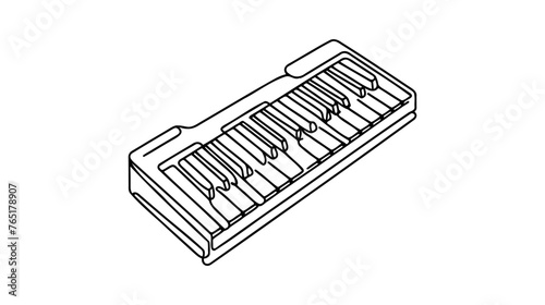 Single continuous line drawing of electric synthesizer. Music instruments concept. Trendy one line draw design vector graphic illustration.