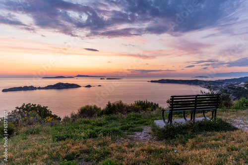 Obraz na płótnie A perfect sunset point in the Afionas village on the island of Corfu w salonie