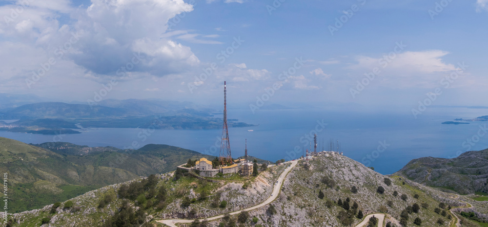 Aerial view of the Monastery of Pantokrator on the island of Corfu