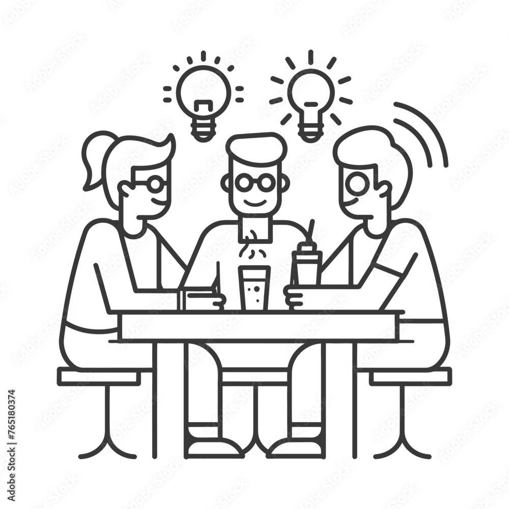 Outline illustration for Positive Workplace culture for company employees teamwork Outline illustration for Positive Workplace culture for company employees teamwork