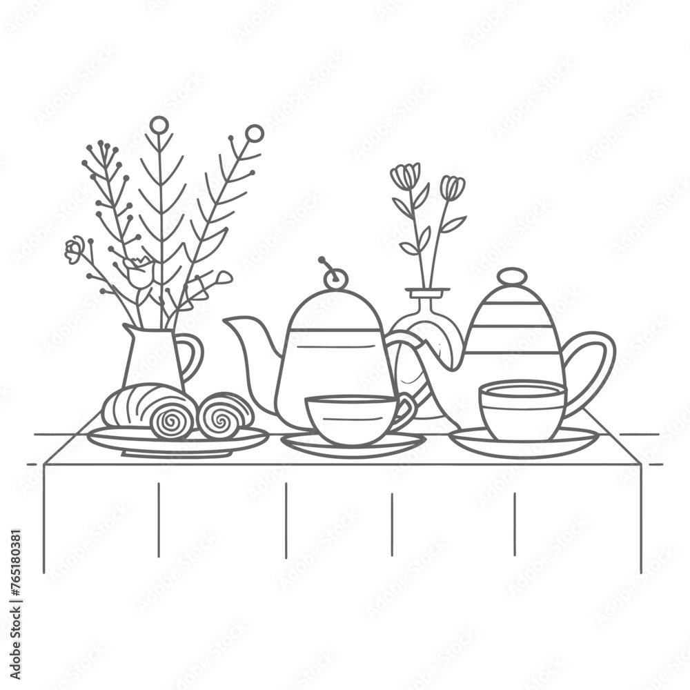 Breakfast menu ready to eat simple Outline illustration minimalist line art Breakfast menu ready to eat simple Outline illustration minimalist line art