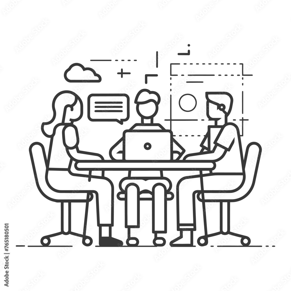 Outline illustration for Positive Workplace culture for company employees teamwork Outline illustration for Positive Workplace culture for company employees teamwork