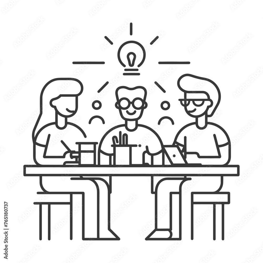 Outline illustration for Positive Workplace culture for company employees teamwork Outline illustration for Positive Workplace culture for company employees teamwork