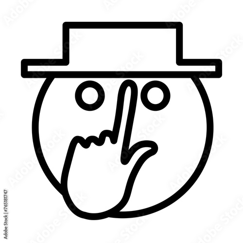 emoji Hat Touching Vector Line Icon Design