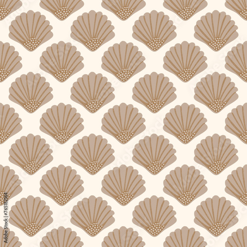 seashell seamless pattern, summer theme, naive style