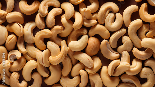 Food photography, fresh cashew nuts seamless background