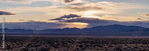 Nevada desert sunset panorama in winter  photo