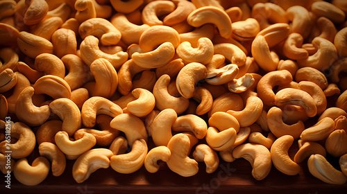 Food photography, fresh cashew nuts seamless background