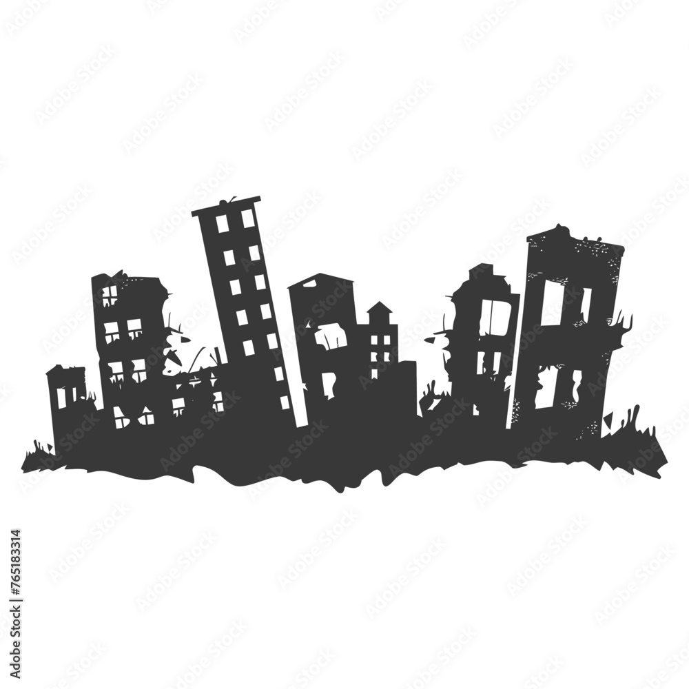 Fototapeta premium silhouette abandoned buildings black color only