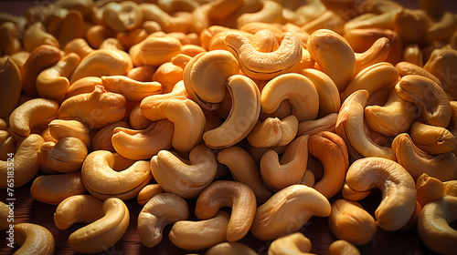Food photography, fresh cashew nuts seamless background