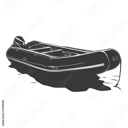 Silhouette a inflatable boat black color only