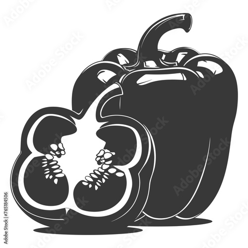 Silhouette Bell Pepper or Paprika sliced black color only