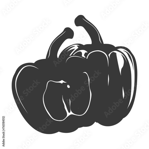 Silhouette Bell Pepper or Paprika sliced black color only