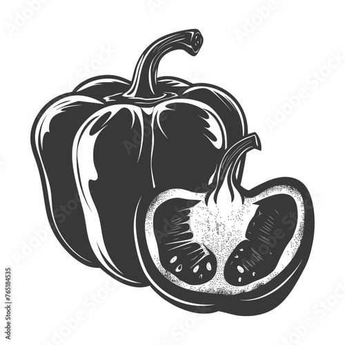 Silhouette Bell Pepper or Paprika sliced black color only