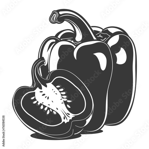 Silhouette Bell Pepper or Paprika sliced black color only
