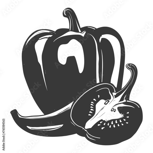 Silhouette Bell Pepper or Paprika sliced black color only