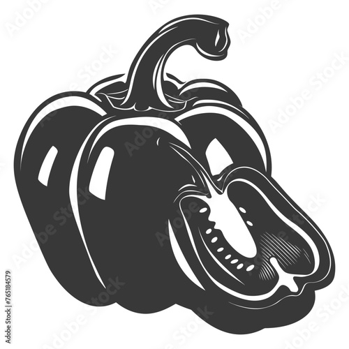 Silhouette Bell Pepper or Paprika sliced black color only