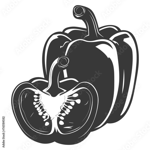 Silhouette Bell Pepper or Paprika sliced black color only