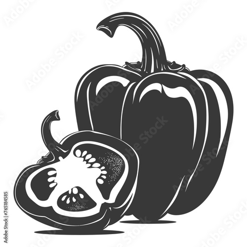 Silhouette Bell Pepper or Paprika sliced black color only