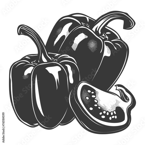 Silhouette Bell Pepper or Paprika sliced black color only