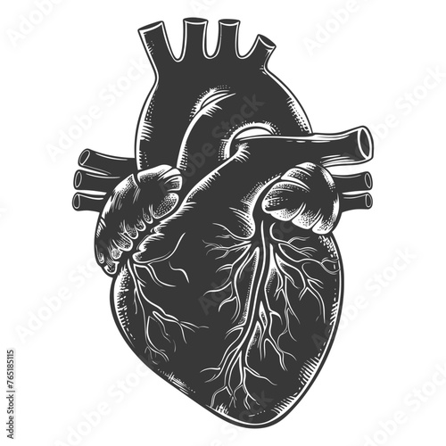 Silhouette for internal organs of heart black color only