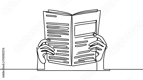 Continuous one line of newspaper on white background.