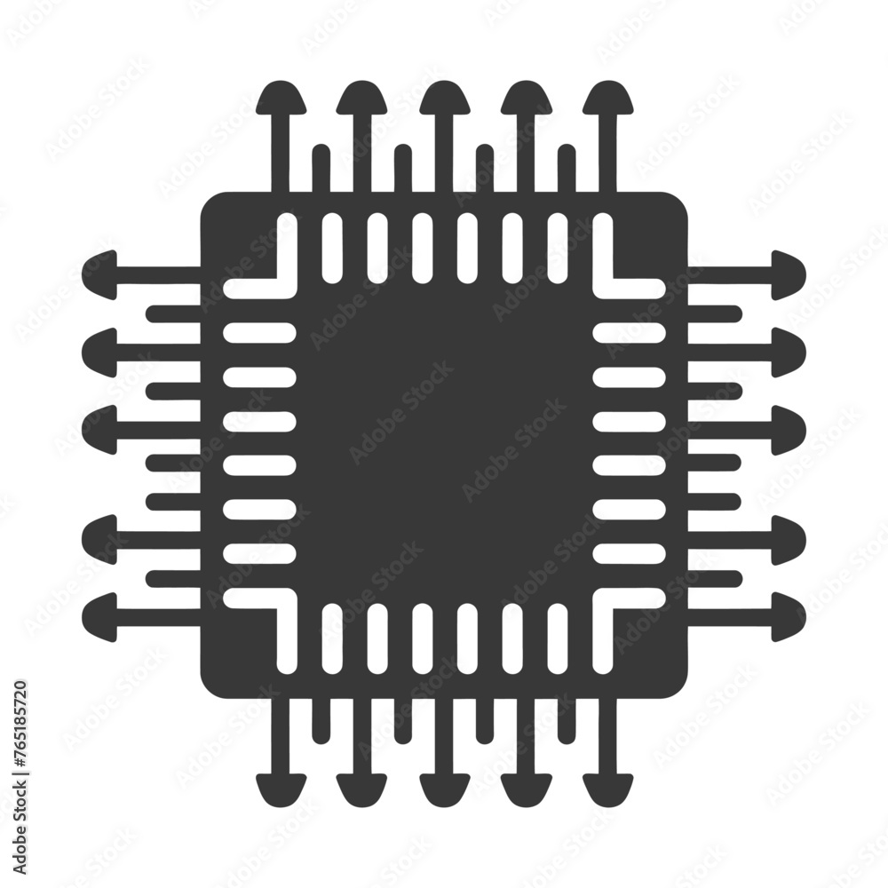 Silhouette IC or Integrated Circuit single electronic component Silhouette IC or Integrated Circuit single electronic component