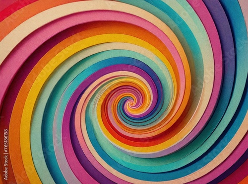 Retro Background Groovy 60s 70s Poster. Rainbow pastels swirl twisting colorful background. 