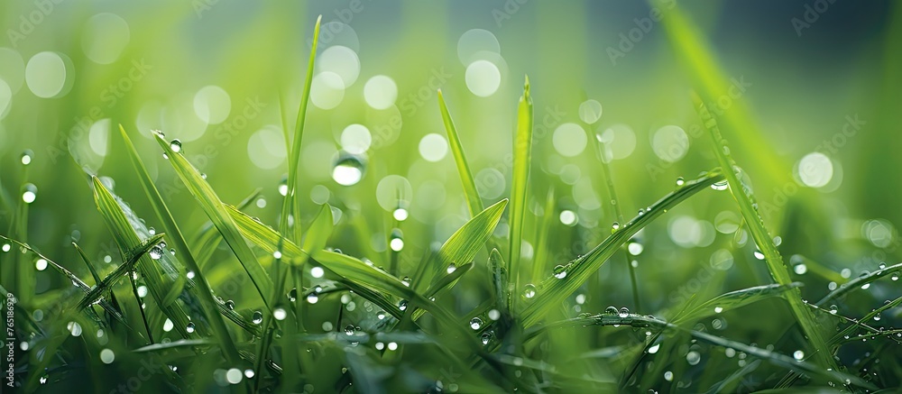 Fresh green grass with raindrops