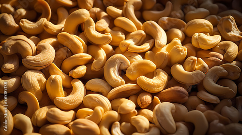 Food photography, fresh cashew nuts seamless background