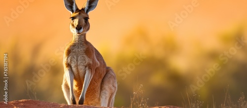 A kangaroo perched on a rock in its natural habitat © Ilgun
