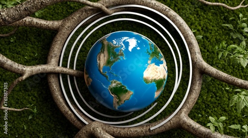 earth day concept  save the world  globe on moss  globe and forest  eco-friendly  planet earth  nature background  8k