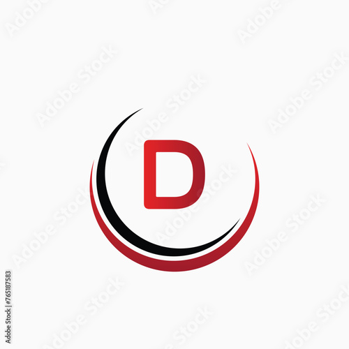Circle D Letter Digital Network , abstract D dotted logo design.