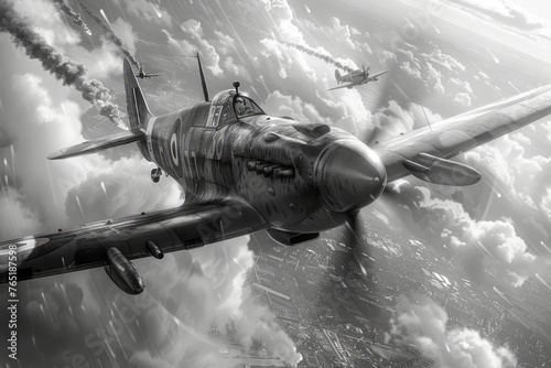 Sky's Fury: The Epic Battle of Britain in WWII Captured in Stunning Monochrome photo