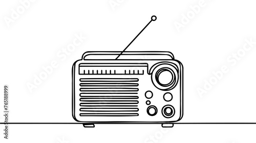 One continuous line drawing of retro old classic radio player. Vintage analog audio speaker item concept single line draw design vector graphic illustration.