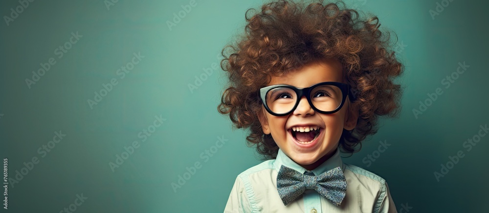 Child wearing glasses and a bow tie