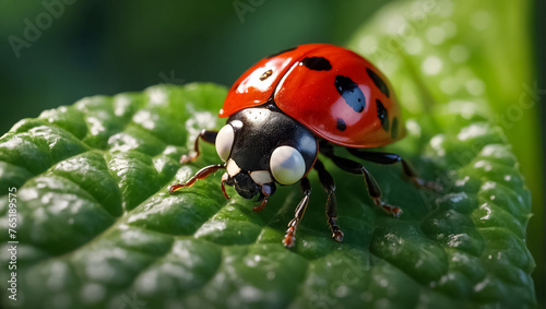 ladybug on a leaf macro