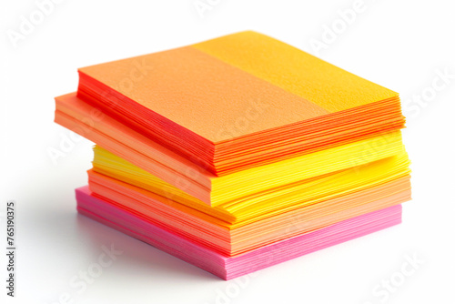 Vibrant Orange Pastel Adhesive Notes: Ultra-Detailed 8K HDR Product Shot on White Background photo