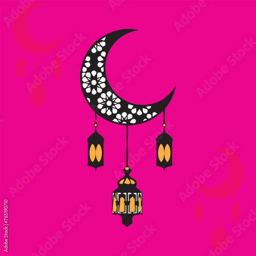 Islamic Moon illustration with a beautiful background.