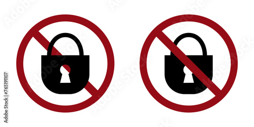lock ban prohibit icon. Not allowed security . Forbidden to block icon
