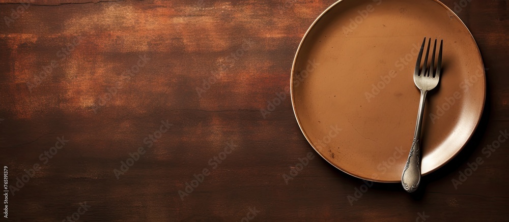 Empty plate with fork and knife on background with idea Empty plate with fork and knife on background with idea