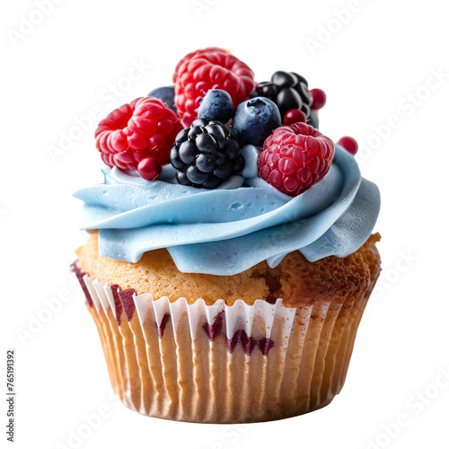 cupcake isolated on transparent background or white background , ai generative