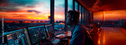 Sky High Operations: Air Traffic Control in Action at Airport Tower