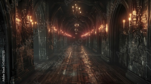 Create an eerie ambiance with a fusion of Gothic Dark Wood and a Candlelit Castle Hallwayâ€”an ideal setting for dark fantasy allure.