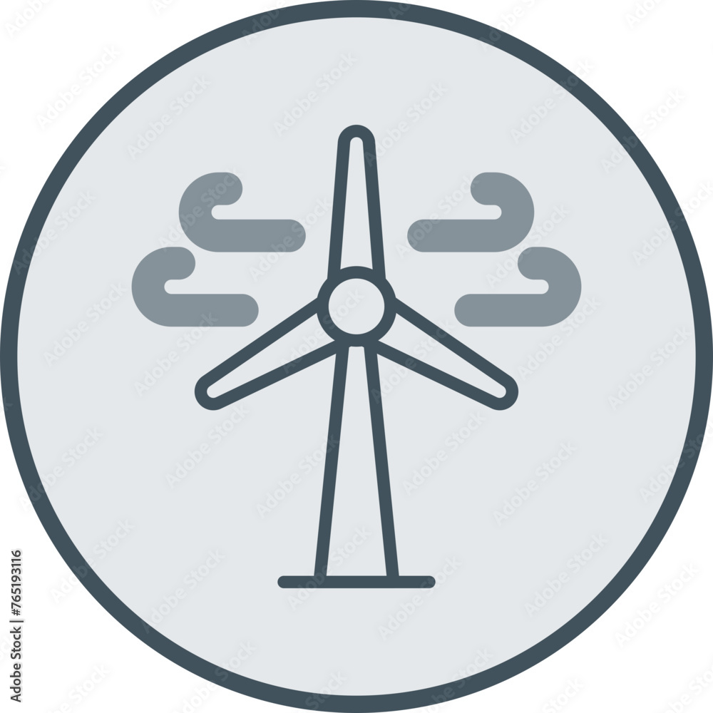 Wind Turbine Line Fill Circle Icon Wind Turbine Line Fill Circle Icon
