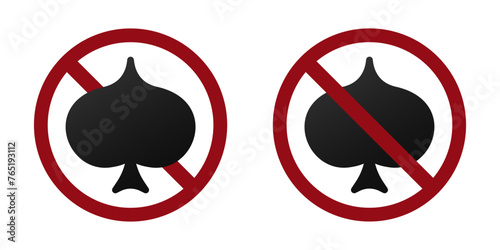illegal casino ban prohibit icon. Not allowed gambling . Forbidden poker