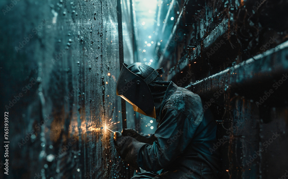 Welder working in metallurgical factory. Industrial concept. Welder working in metallurgical factory. Industrial concept.