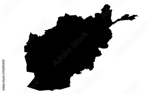A contour map of Afghanistan. Graphic illustration on a transparent background with black country's borders