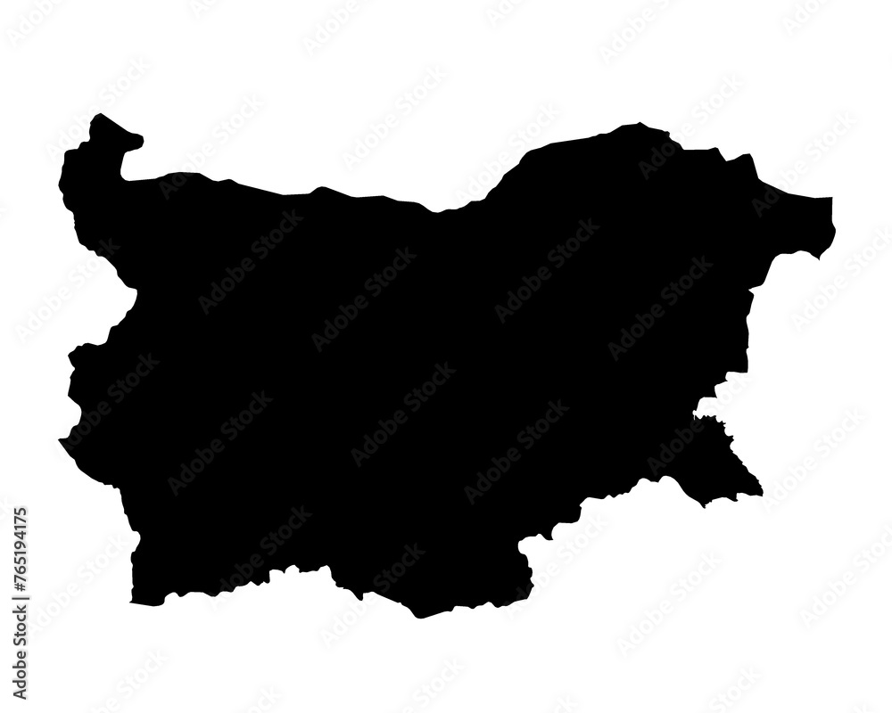 A contour map of Bulgaria. Graphic illustration on a transparent background with black country's borders